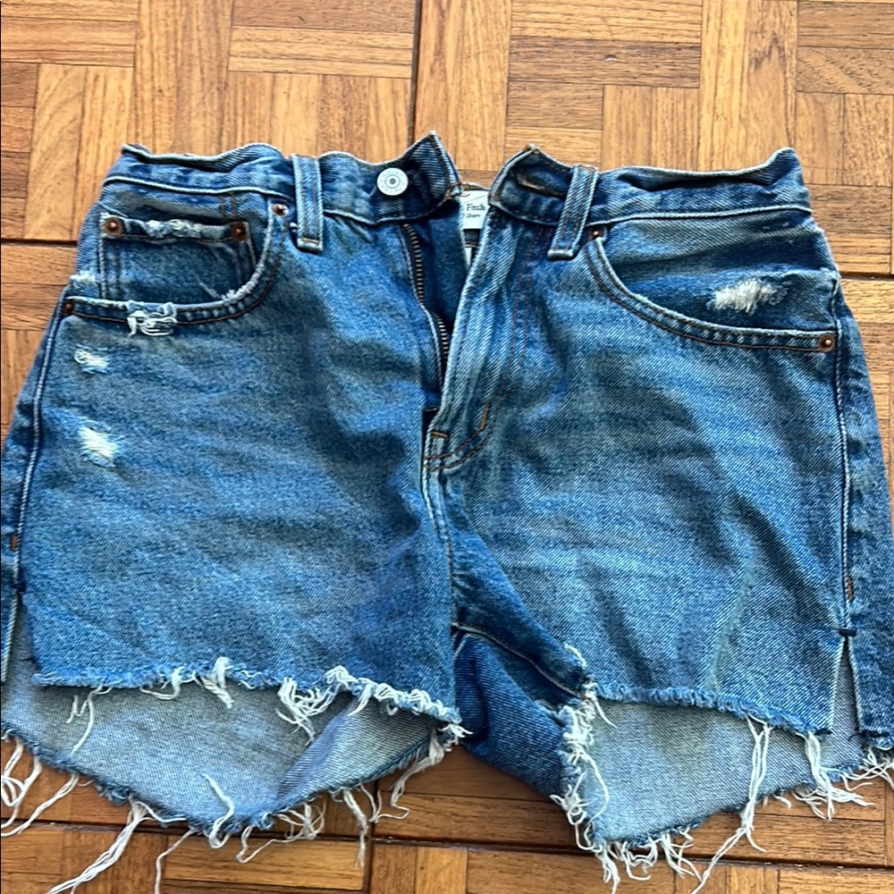Abercrombie & Fitch Blue Jean Shorts Distressed High-Waisted
